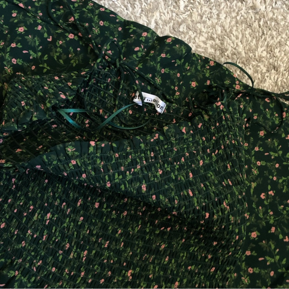 BEST Reformation Sable Midi Dress Small Corridor Green Ivory Floral Summer - Picture 6 of 8